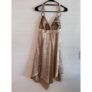 Vintage Euro Gold Dress Asymmetrical